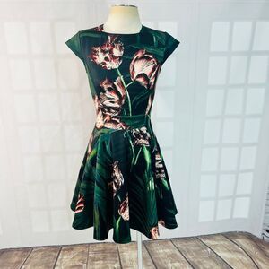 Ted Baker Florell Palm Floral Skater dress size 1 or U.S. 4